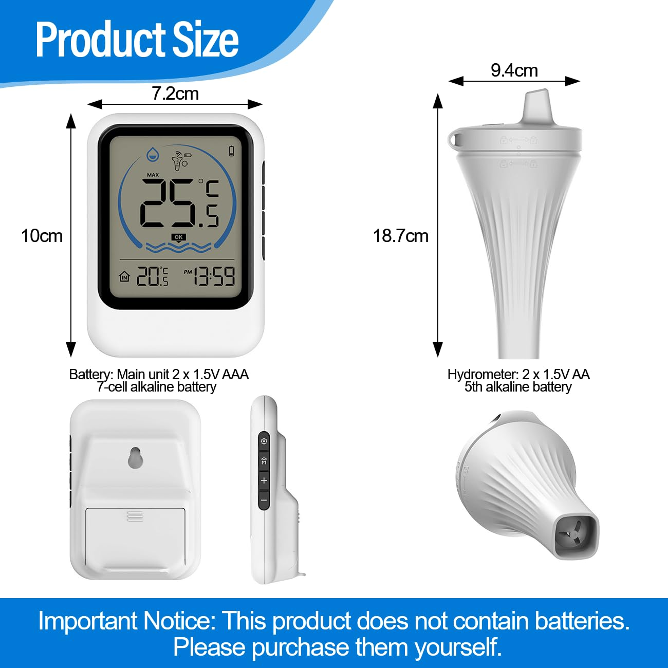 Pool Thermometer Floating,Waterproof Easy Read Wireless Pool Thermometer,-40&deg;C to +70&deg;C,LCD Screen Digital Pool Thermometer,For Outdoor Indoor Swimming Pools, Spas,Hot Tubs image number 3