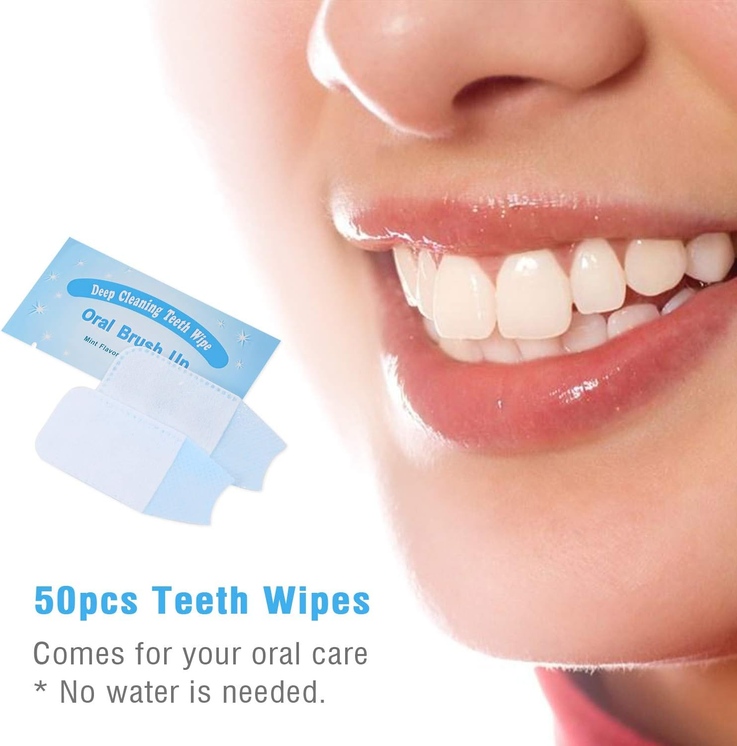 50Pcs Teeth Wipes Oral Brush Ups Dental Deep Cleansing Finger Tooth Wipes Fresh Breath Mint Flavor Teeth Whitening Strips Oral Care BBZY