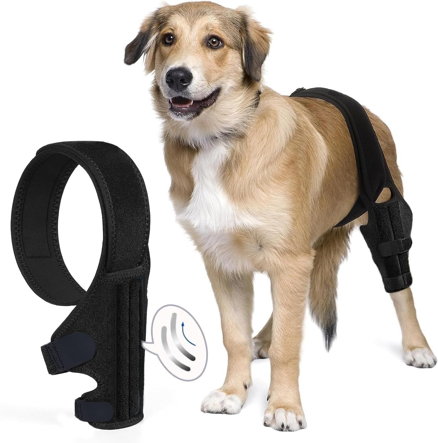 Dog Knee Brace for ACL, CCL, Luxating Patella, and Hind Leg Support - Best Brace for Torn ACL, Ligament Injury, Hip Support, and Recovery - Knee Braces for Dogs (XS, Black) image number 2
