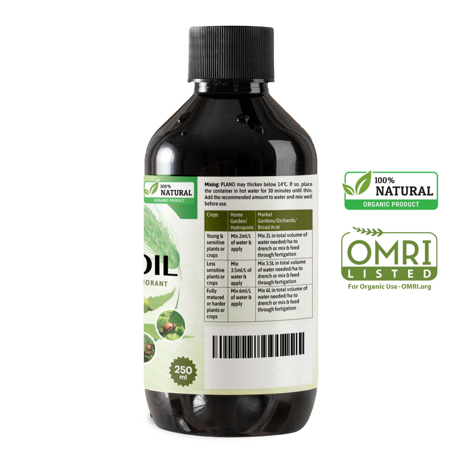 Plant Needs Neem Oil 250 Ml | Emulsified 100% Neem Oil for Plants | Naturally Organic Product | USDA OMRI Listed for Organic Use | Ready to Use