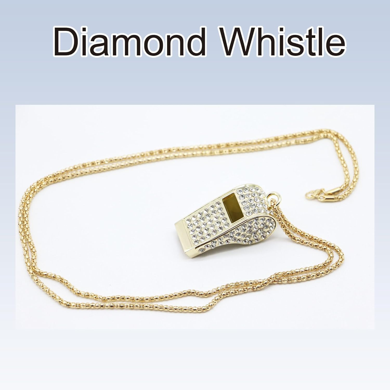 Unisonpet Whistle, Metal Crystal Rhinestone Whistle, Bling Whistle, Shining Whistle with Chain for Referees, Coaches, Teachers, Polices, Training (Gold) image number 6