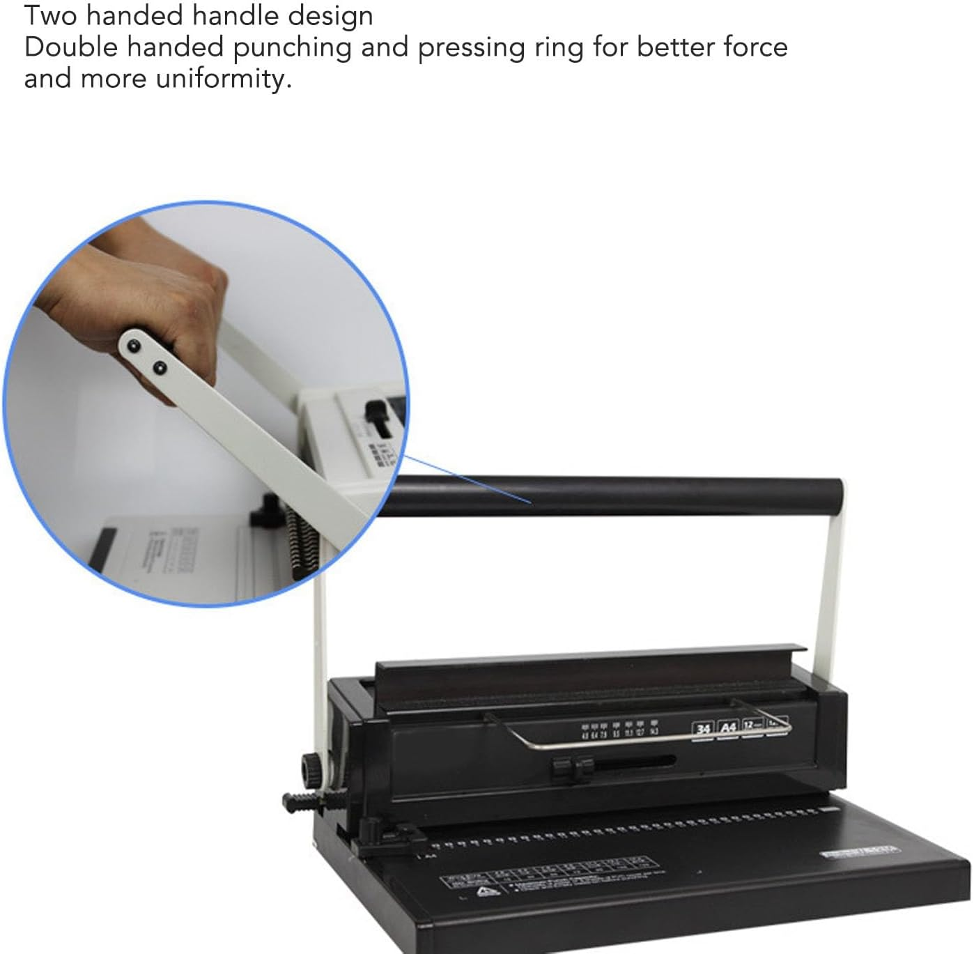Dual Coil Punch Binding Machine, Coil Spiral Binding Machine, 34-Holes Binding 120 Sheets, Punch 12 Sheets, Punch Binder with Adjustable Side Margin, for Letter Size, A4, A5 image number 4