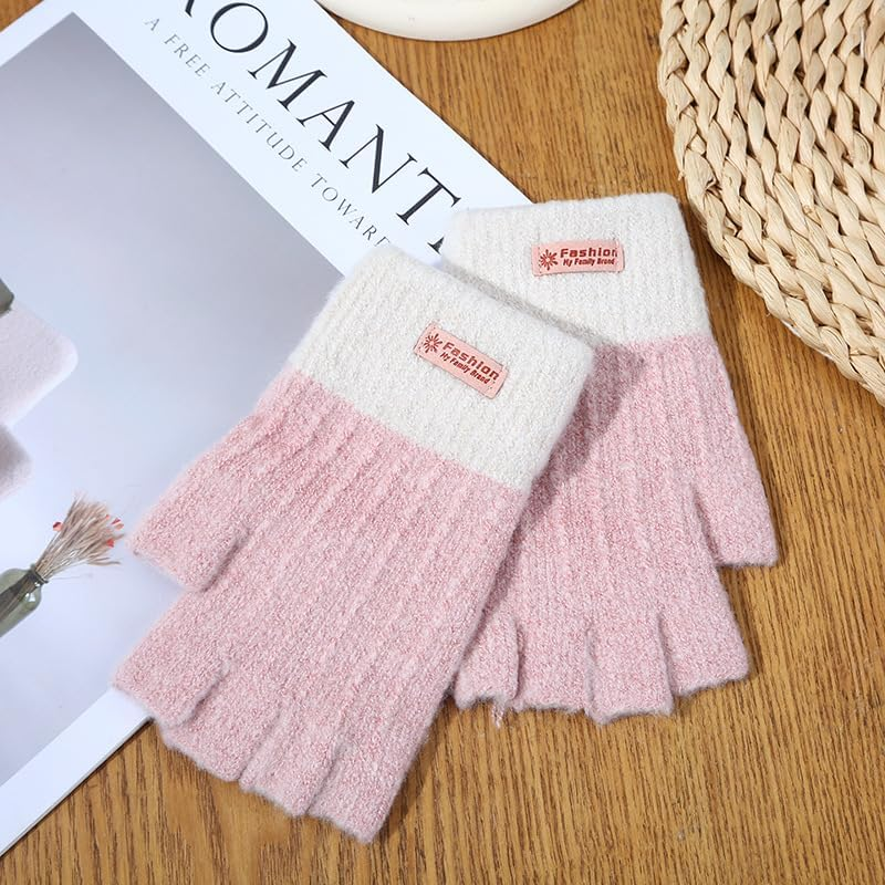 Winter Fingerless Gloves Women Men Warm Knit with Thermal Fleece Lined Ladies Cold Weather Touchscreen image number 6