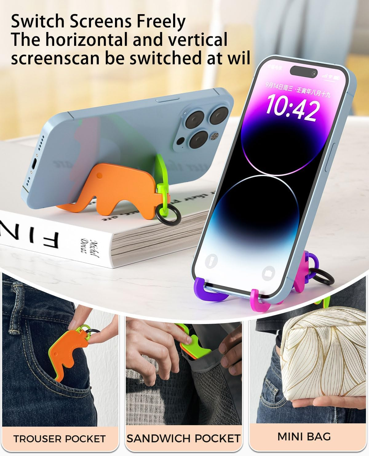 MYGLOAR Pack of 6 Mobile Phone Stands, Triangular Stand, Foldable Mobile Phone Stand, Universal Portable Stand, Compatible with Iphone 14 Pro Max 13 12 11 / Huawei/Galaxy S23 22 21 10 9, Redmi Note