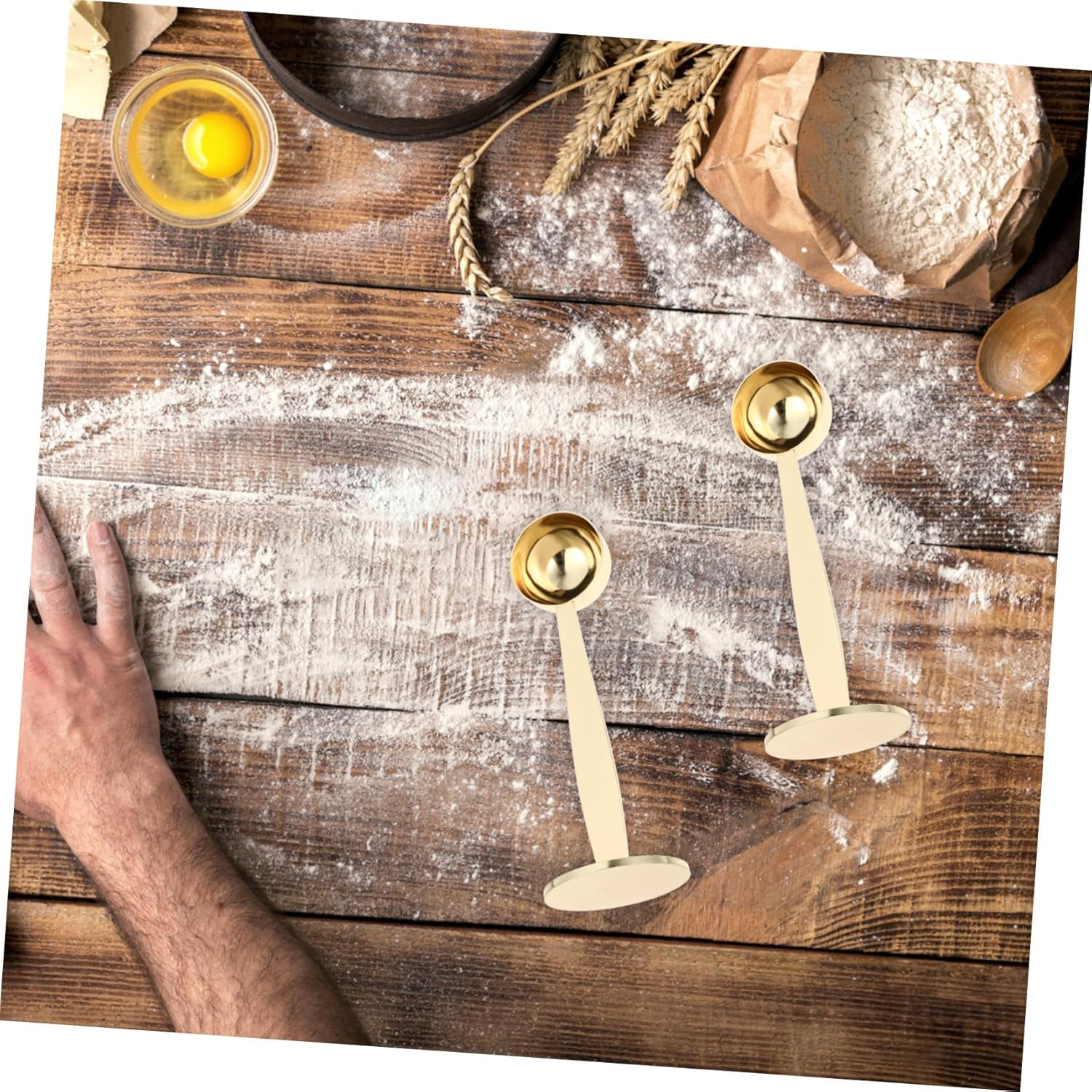 ASAKKURA 2Pcs Coffee Spoon Measuring Scoop for Ground Espresso Powder Hammer Tamper for Dosing Cup - Rose Gold image number 5