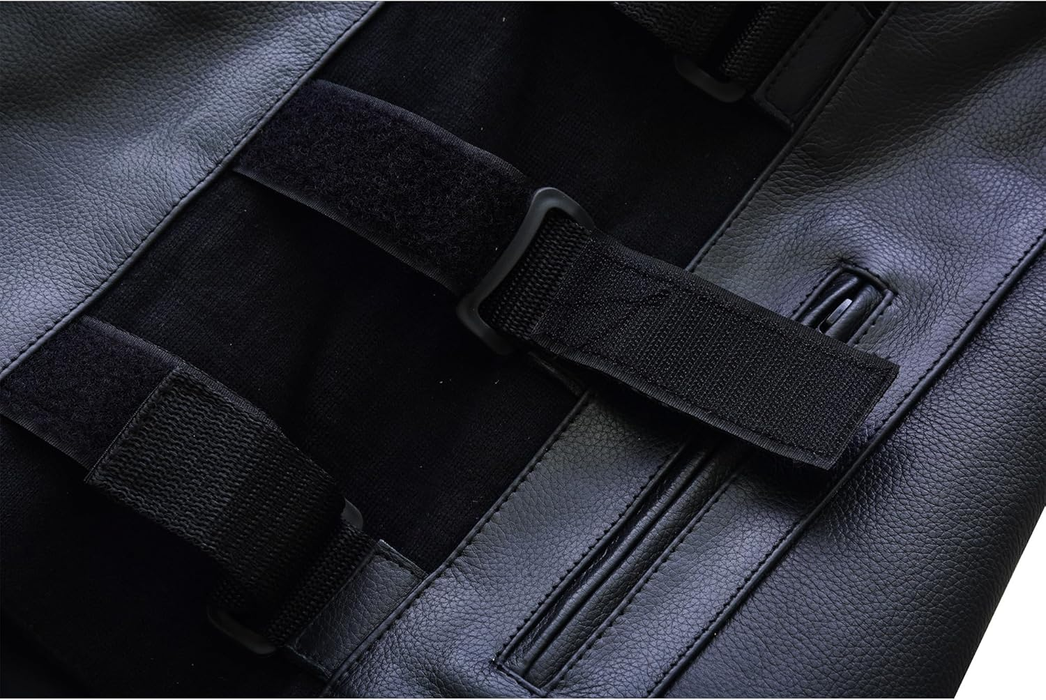 Leatherick Men'S Collarless Tactical Style Leather Warrior Motorcycle Waistcoat Black with Gun Pockets image number 4