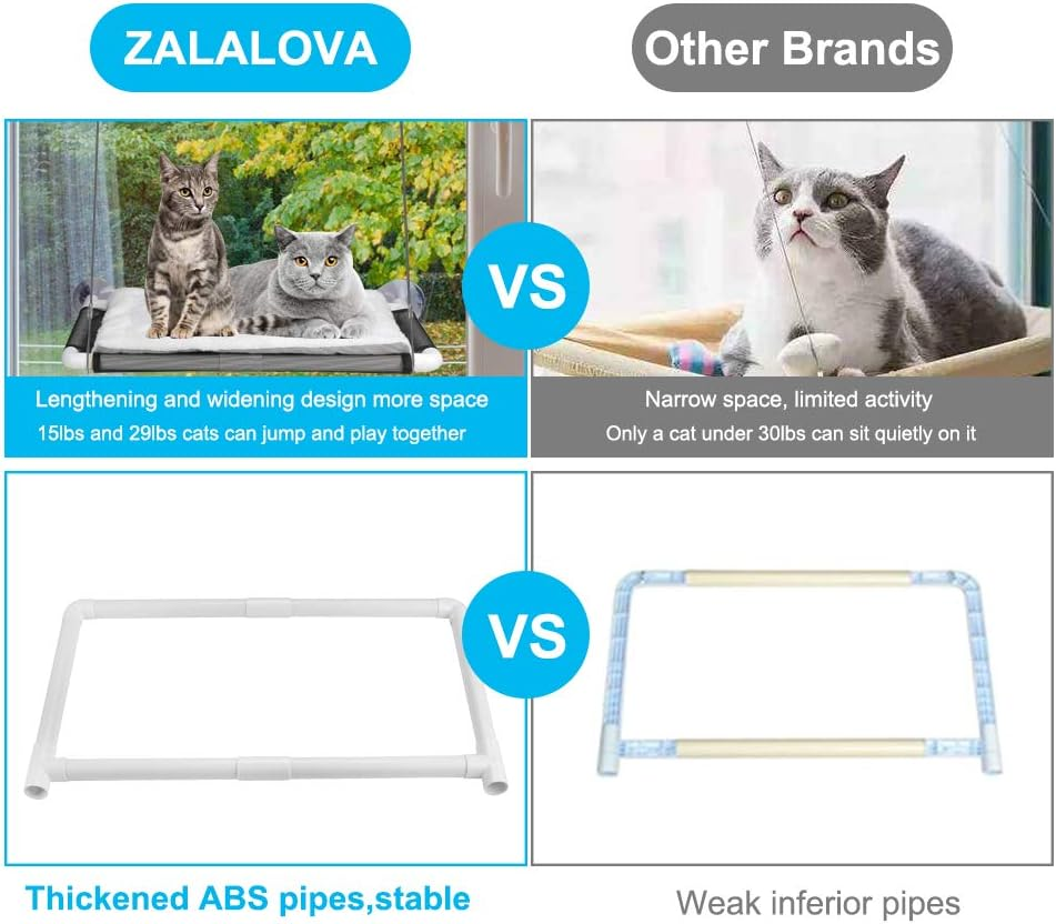 Cat Window Perch Hammock Seat with Free Fleece Blanket - 2023 Latest Screw Suction Cups, Extra Large Sturdy Bed, Resting Seat for Two Large Cats, White, Indoors (One Extra Suction Cup) image number 5