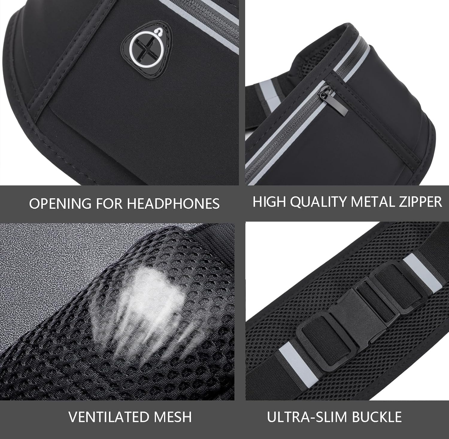 Slim Running Belt for Women and Men, Phone Holder Runners Pouch Waist Belt for Workout Jogging, Reflective Running Pouch for Hiking Cycling Workout