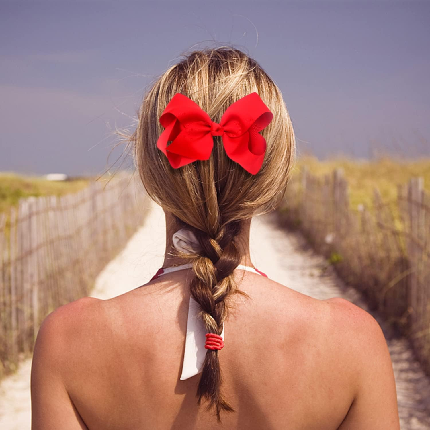 23 Pieces Kids Hair Accessories Set Bow Hair Clip Head Flower Ponytail Elastic Hair Rope Styling Accessories for Girls School Christmas Birthday Party (Red)