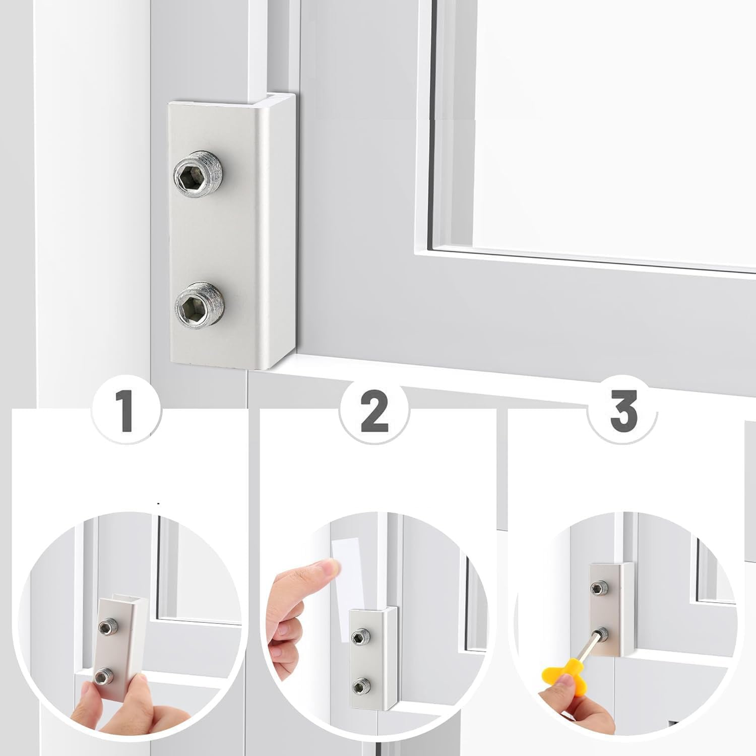 4 Sets Sliding Window Locks,Window Security Lock with Key,Adjustable Security Window Lock,Security Aluminum Door Lock,For Vertical Horizontal Sliding Windows Doors, Adjustable Window Locks image number 3