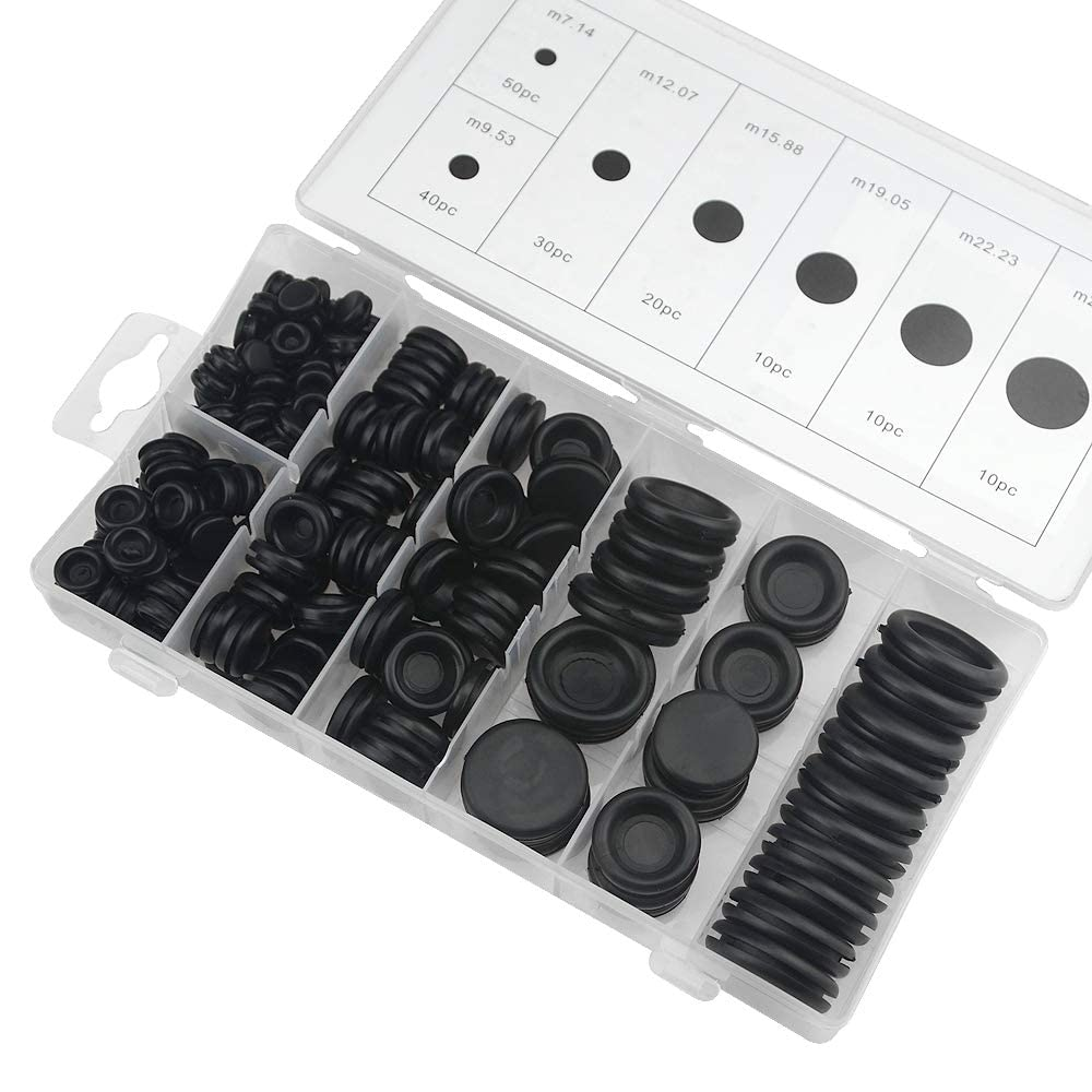 125 Rubber Grommet Firewall Hole Plug Set Electrical Wire Gasket Assortment Kit image number 2