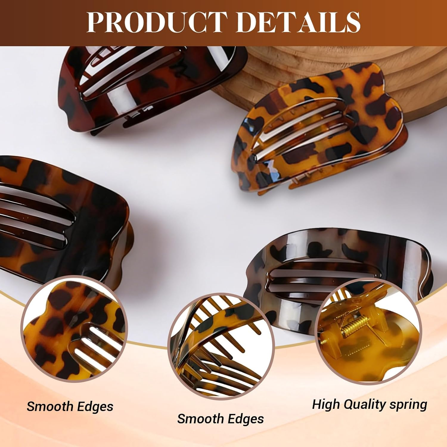 Auroriel 4 Pieces Flat Hair Clips for Women Girls Shiny Flat Crab Clips Firm Hold Hair Clips for All Hair Types Large Hair Crab Clips for Daily Use image number 4