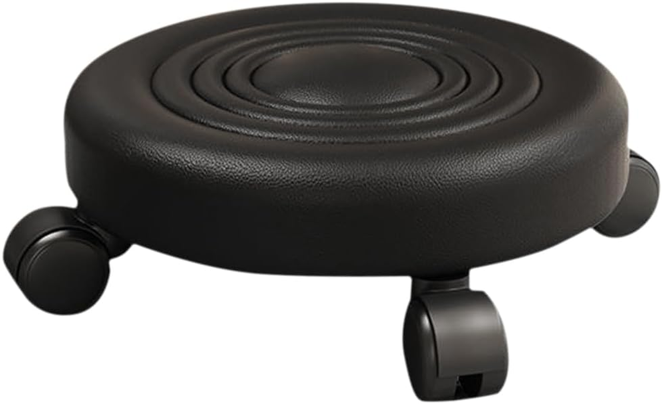 Rolling Stool with Wheels, Durable Metal Stool, Portable Step Stool, Minimalist Design for Home, Office, and Learning Space, Stylish Black Home Office Decor image number 4
