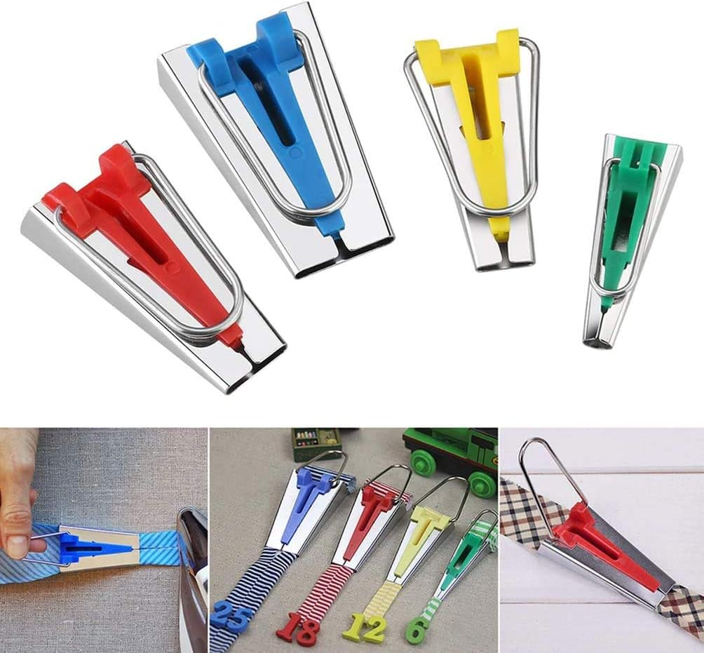Windman Bias Tape Maker Kit 5Sizes Include 6MM/9MM/12MM/18MM/25MM Fabric Bias Tape Makers for Home DIY Quilting Binding Use with Tape Binding Foot,Awl,Clips and 50Pcs Sewing Pins image number 2
