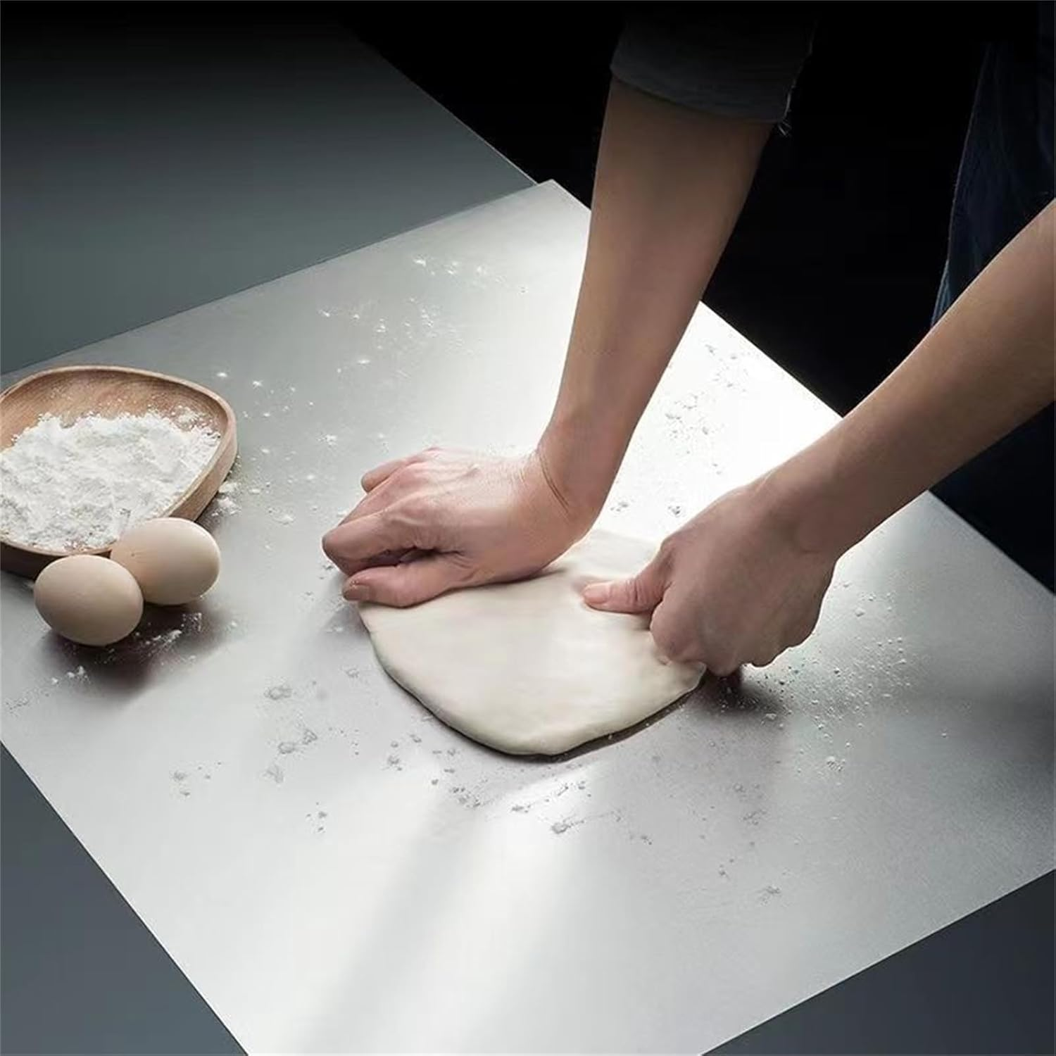Cutting Board with Lip,304 Stainless Steel Cutting Board for Kitchen,L Shape Pastry Board,Kneading Board Cutting Mats,Stainless Steel Chopping Board Metal Cutting Board (40 * 50Cm/15.7 * 19.7In)) image number 6