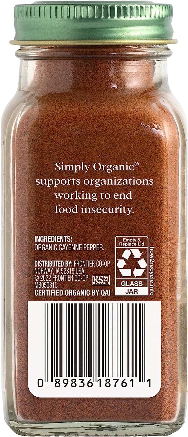 Simply Organic Cayenne Pepper Large Glass, 71G