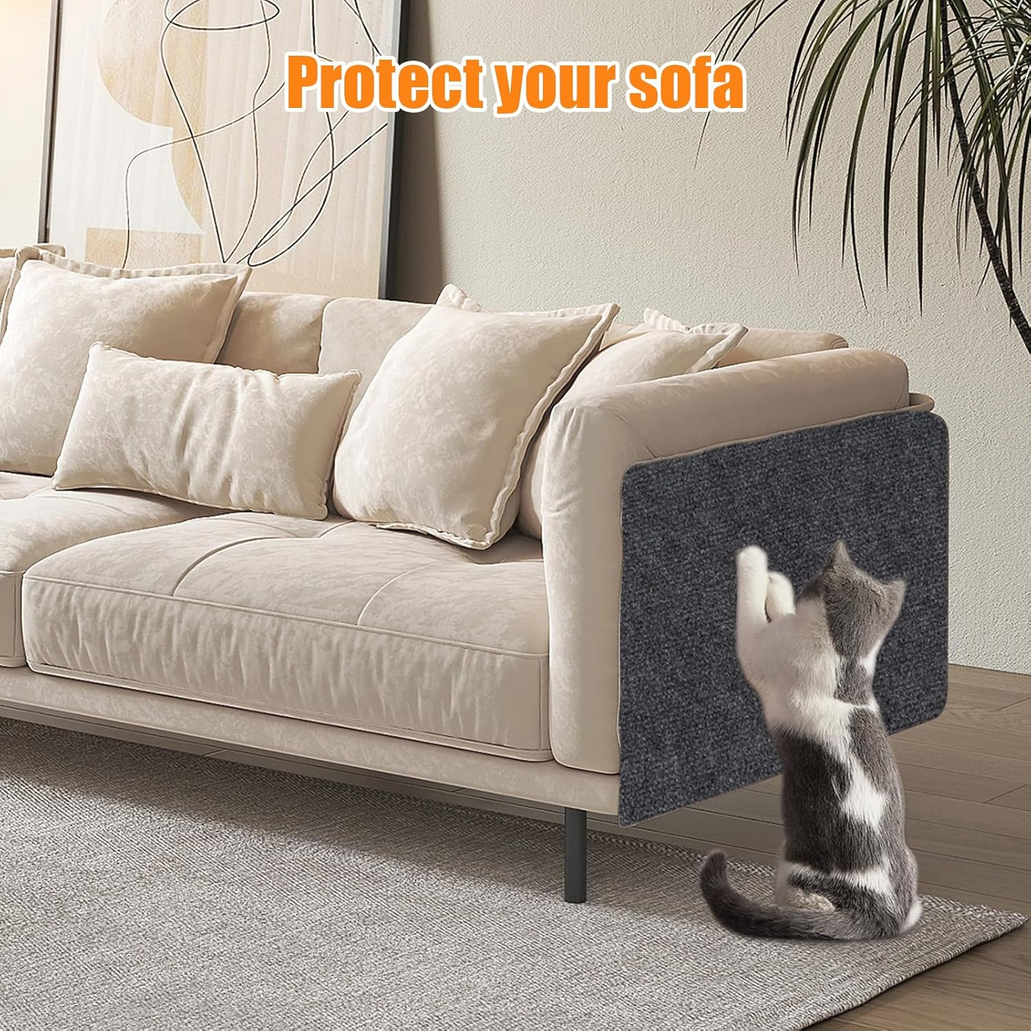 Scratch Mat for Cats, Cut to Size Carpet Overlay, Scratch Mat, Self-Adhesive Cat Scratch Mat, Scratch Protection Cat Scratch Mat for Protects Carpets, Sofa, Furniture Protection, Shelf Steps (Gery, 40 image number 5