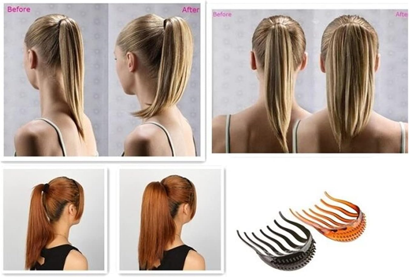 LOVEF 4 Pcs Useful Volume Inserts Hair Clip Bump Its Bouffant Ponytail Hair Comb Bun Maker image number 3