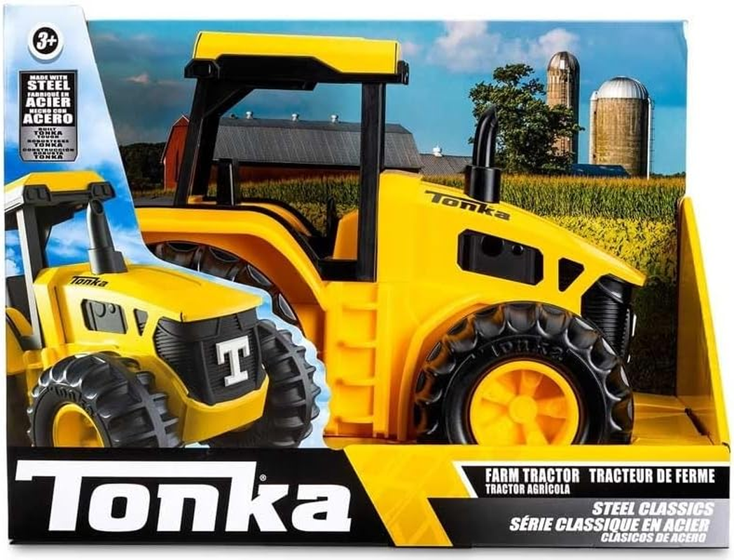 Basic Fun Tonka Steel Classics Tractor, Farm Tractor Toy, Farm Vehicle Game for Boys, Girls, Kids and Toddlers, Cold Rolled Steel, Durable Tractor Toy image number 3