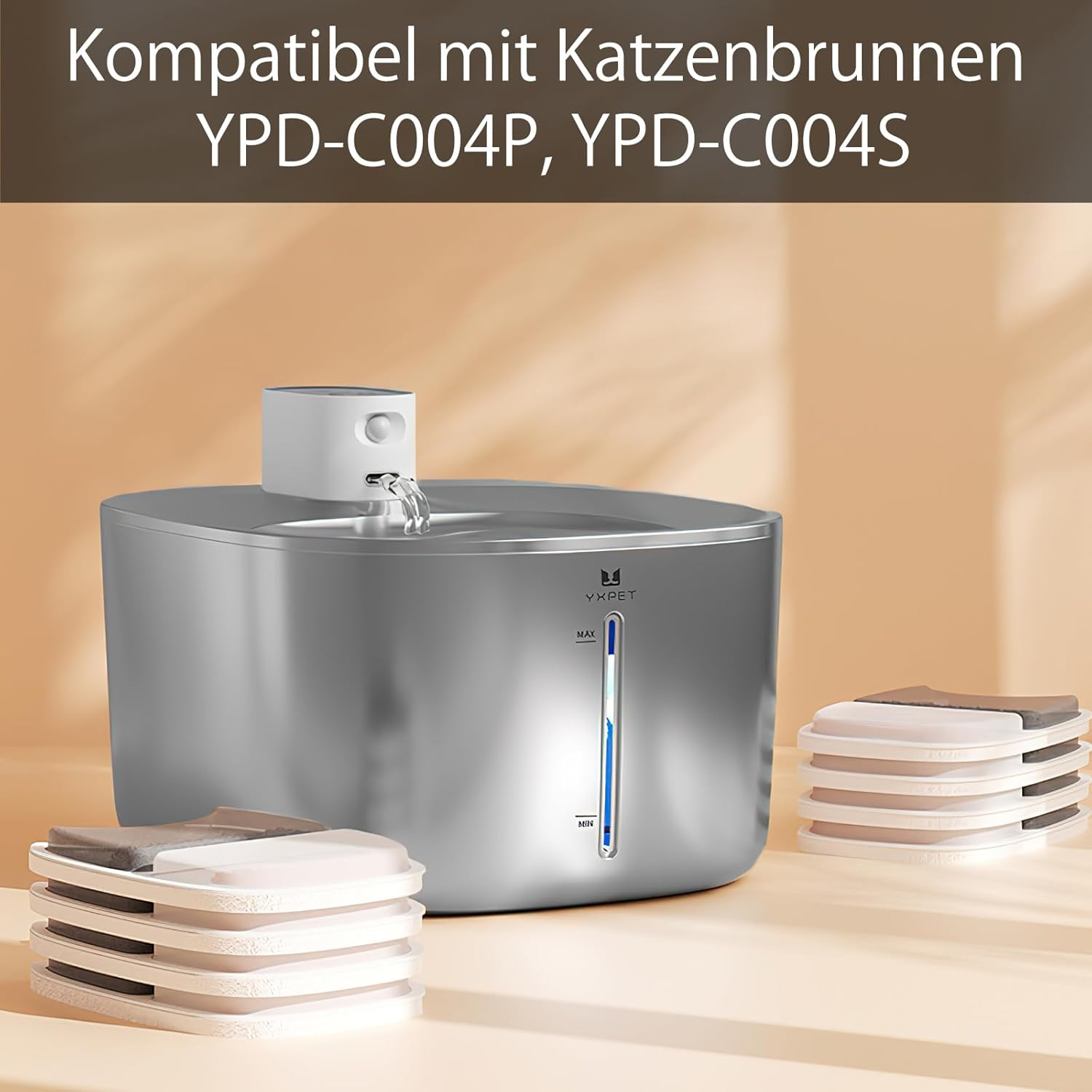 Set of 12 Cat Fountain Filters for 4L Drinking Fountains, 12 Pieces Carbon Filters and Foam Filter, Replacement Filter and Pre-Filtered Sponges, Sponges Replacement Filter for Cats Water Fountain