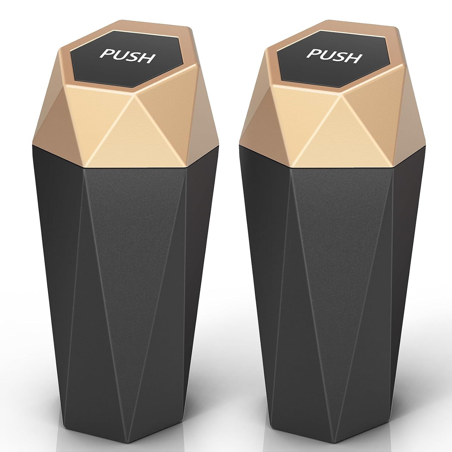 Keyiduid Car Trash Can with Lid, 2 Pack Cup Holder Garbage Can for Car, Leakproof Small Trash Bin, Mini Trash Can for Cars, Home, Bedroom, Office (Black)