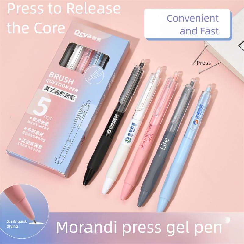 Gel Pen, 5 Pieces of 0.5 Mm Black Ink Pen, Fine Tip Smooth Writing High-End Series, Suitable for Diary and Note-Taking Cute Office School Gift, Unisex (Moriandi) image number 2
