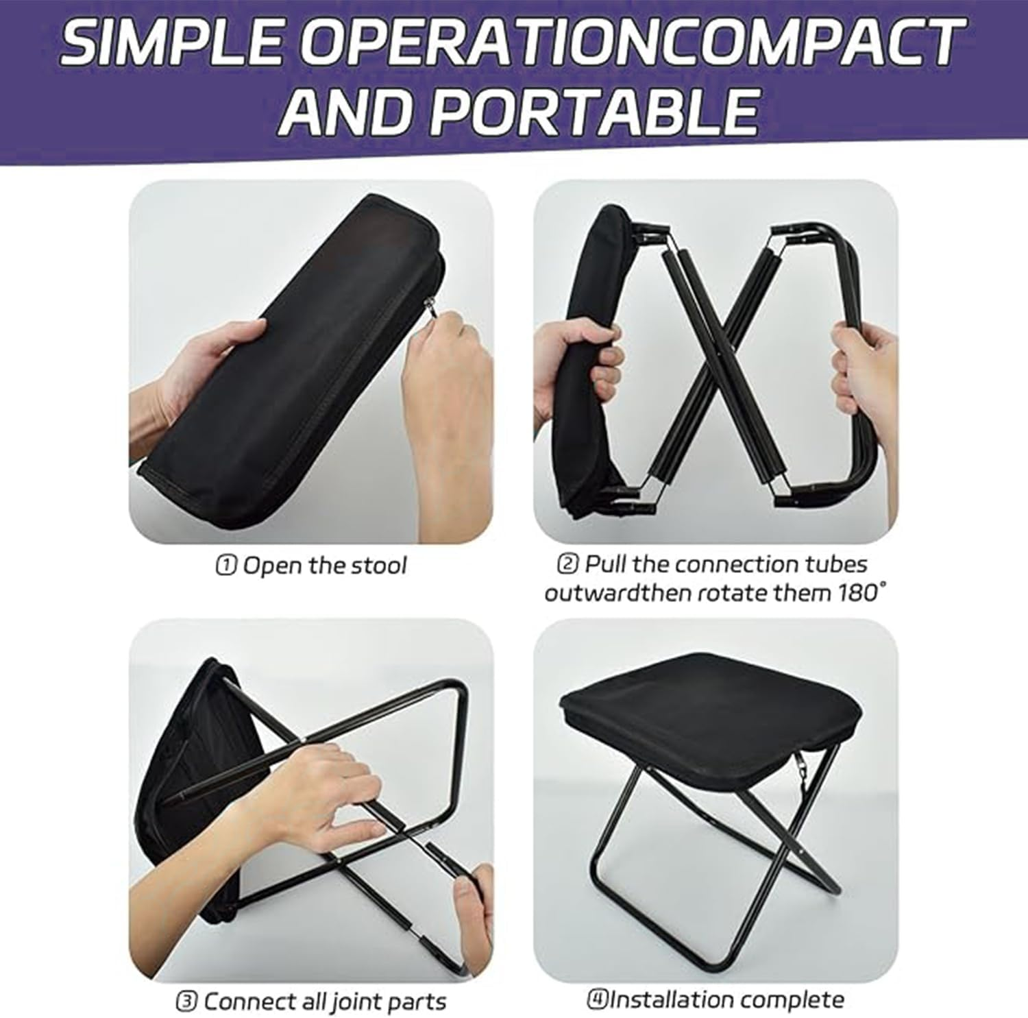 Taicols Portable Chair, Collapsible Stool,Lightweight Portable Stool for Adults,Ideal for Camping, Hiking, Outdoors, and Events,Camping, Foldingstool with Carry Bag, 11In Chair (Black) - Red image number 4