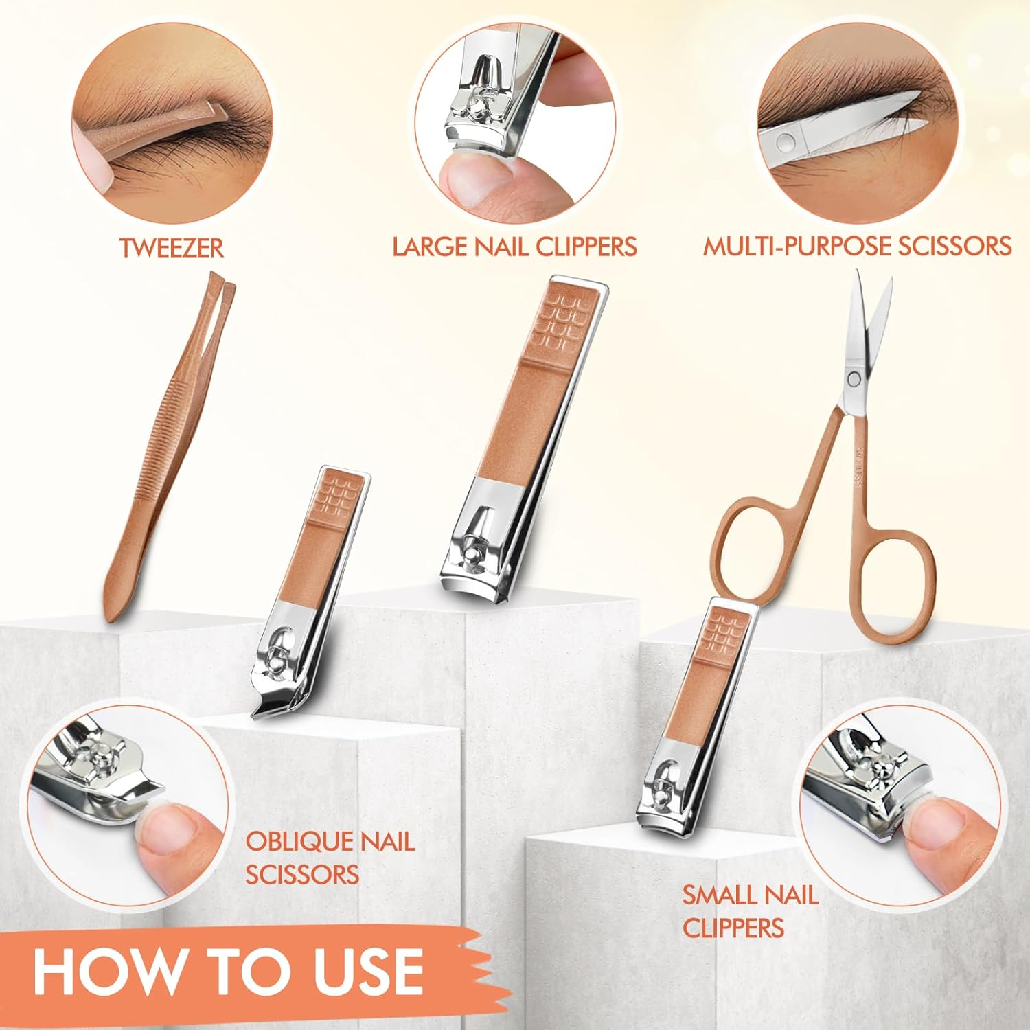 NINEMAX Manicure Set Nail Cutter Nail Clipper Kit 16Pcs Stainless Steel Rust Nail Manicure Set Manicure Kit, Travel Leather Case Sizes Nail Kit Pedicure Kit for Women Men Travel Home Gift Giving Green Visit the NINEMAX Store (Pink) - Blue image number 5