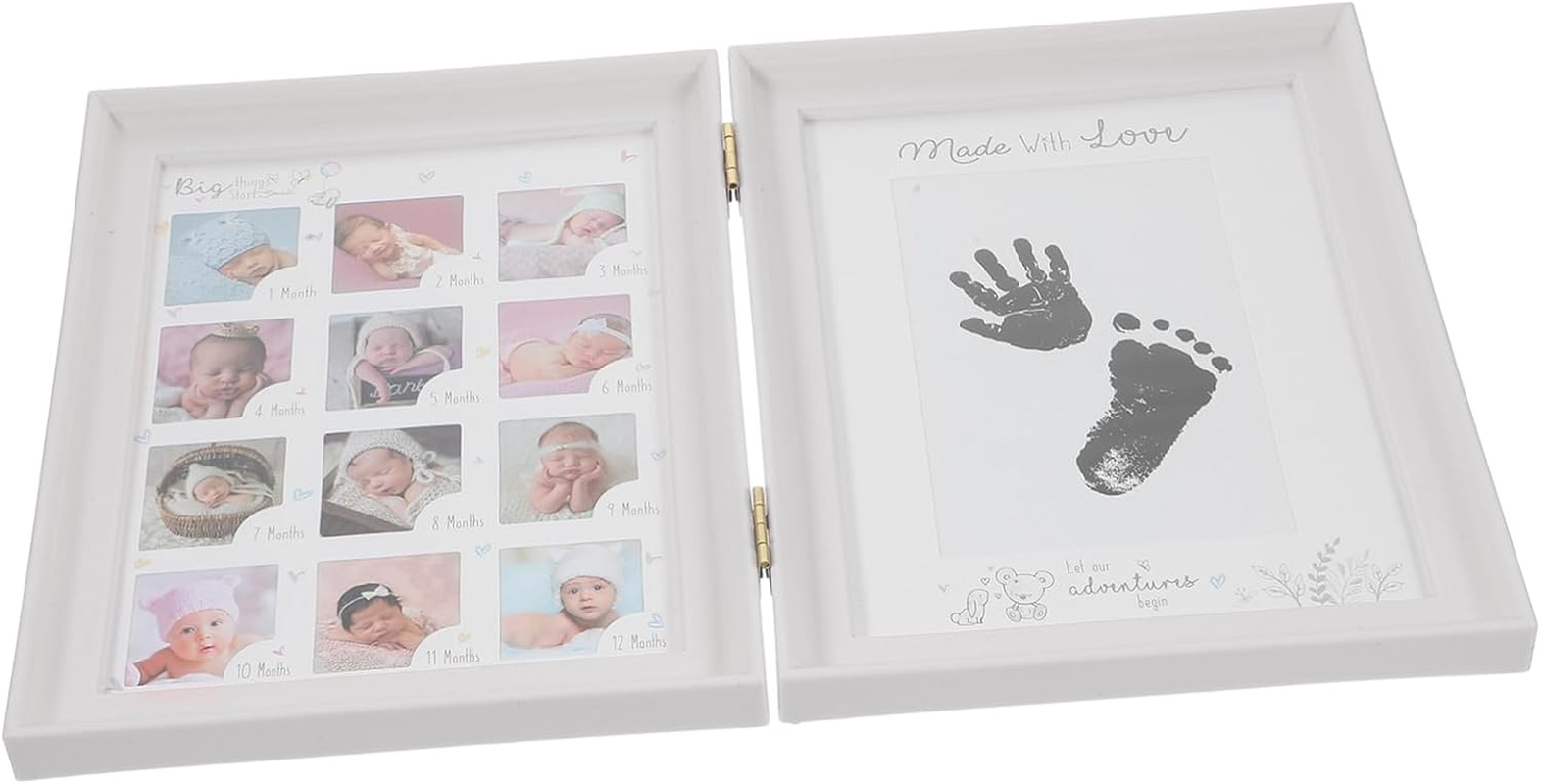 BESTOYARD Milestone Picture Frame Sturdy Newborn Handprint Footprint Kit Creative Keepsake for Showers Cardboard Material Capture Precious Memories image number 2