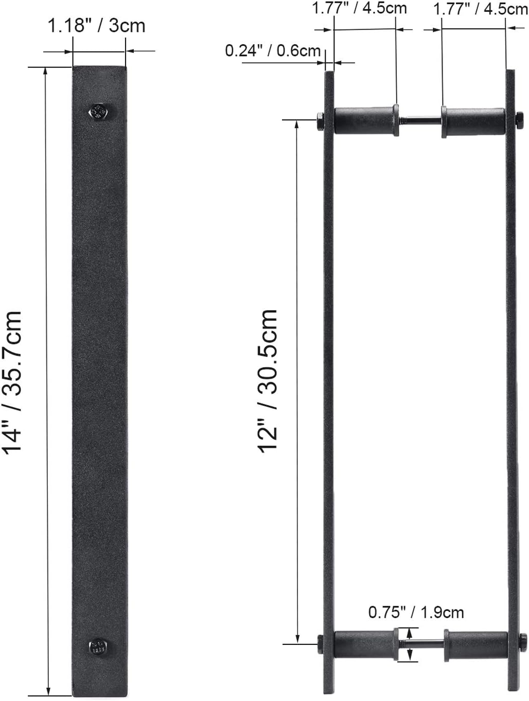 Toprema 14" Steel Rustic Black Sliding Barn Door Handle Pull Wood Door Two-Sided Flat Bar-To-Bar Handles Hardware