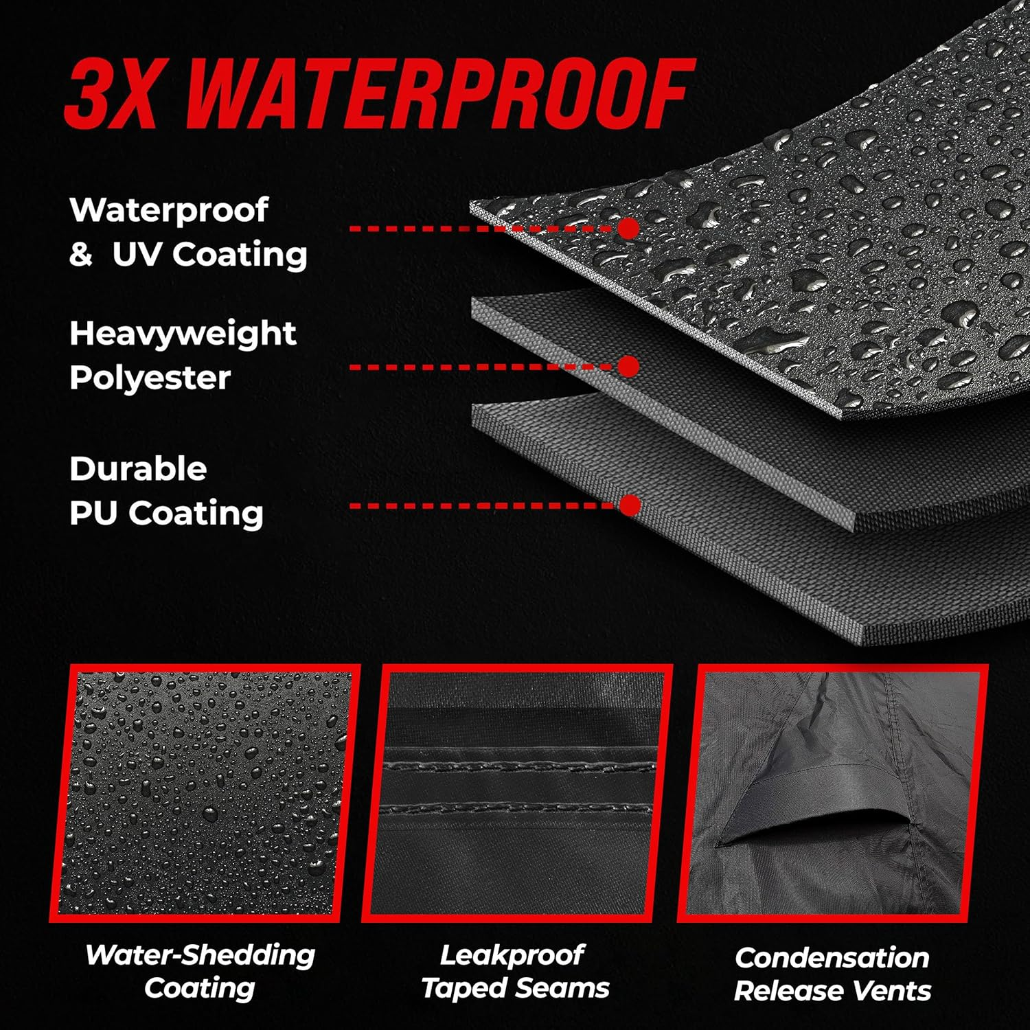 Badass Moto ATV Covers Waterproof Outdoor Ultimate Heavy Duty, Night-Reflective Quad Cover, 4 Wheeler Cover, Easy-Access Zipper & Vents Four Wheeler Accessories - ATV Gifts, Large 95" Long image number 2