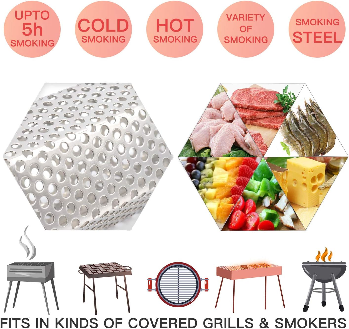 Smoke Tube 12" Smoker Tube for Pellet Grill 2 Pack Cold/Hot Smoking Generator for BBQ Stainless Steel Wood Pellet Tube Smoker Fit Electric Gas Charcoal Grill image number 5