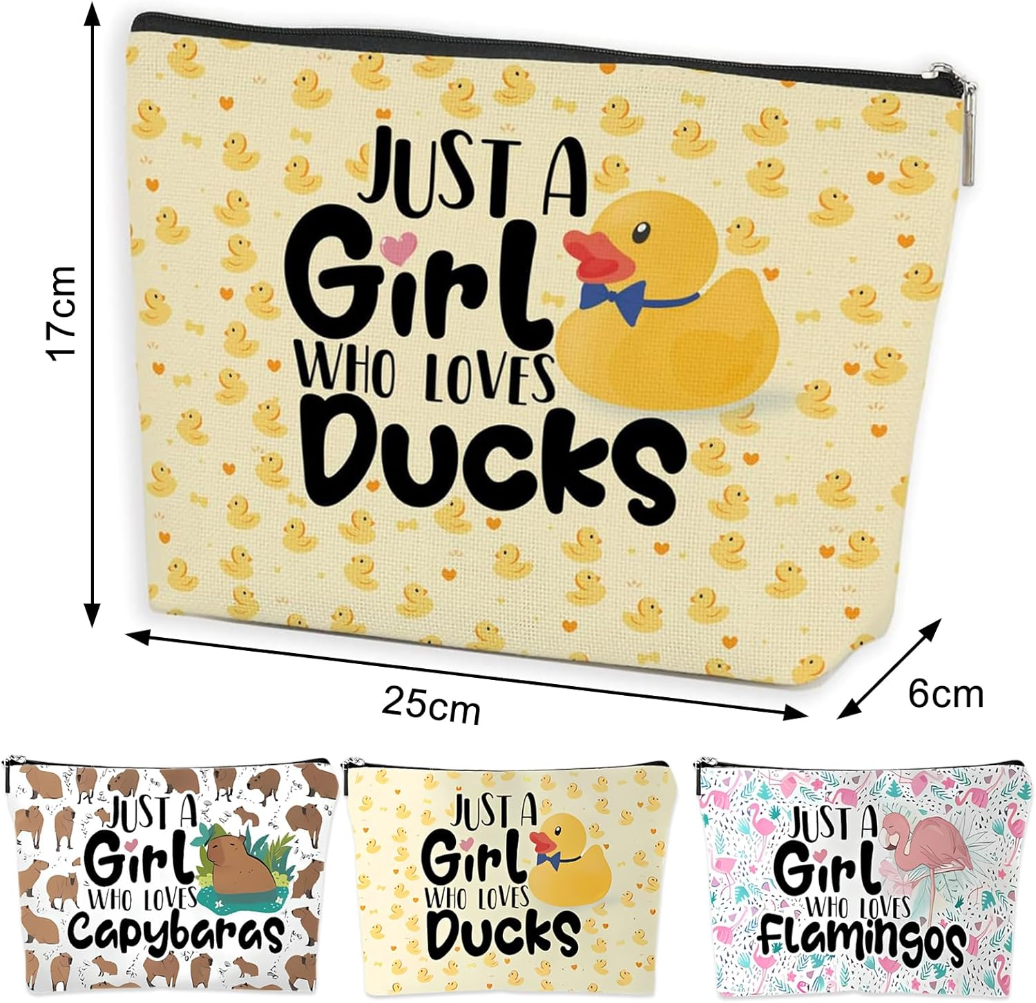 HTTDSLF Capybara Small Cosmetic Bag, Cosmetic Bag for Girls, Makeup Bag, Portable Toiletry Bag for Women, Pack of 3