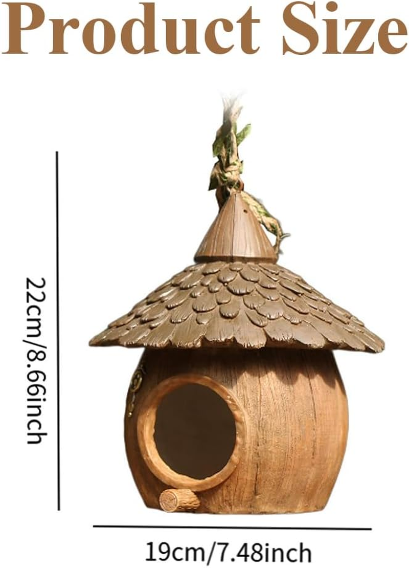 Hanging Birdhouse,Outdoor Hanging Resin Birds House, Small Nesting Box, Finches Rest Nest, Coconut Shape Garden Decor, with Rope, for Balcony, Tree, Courtyard image number 1