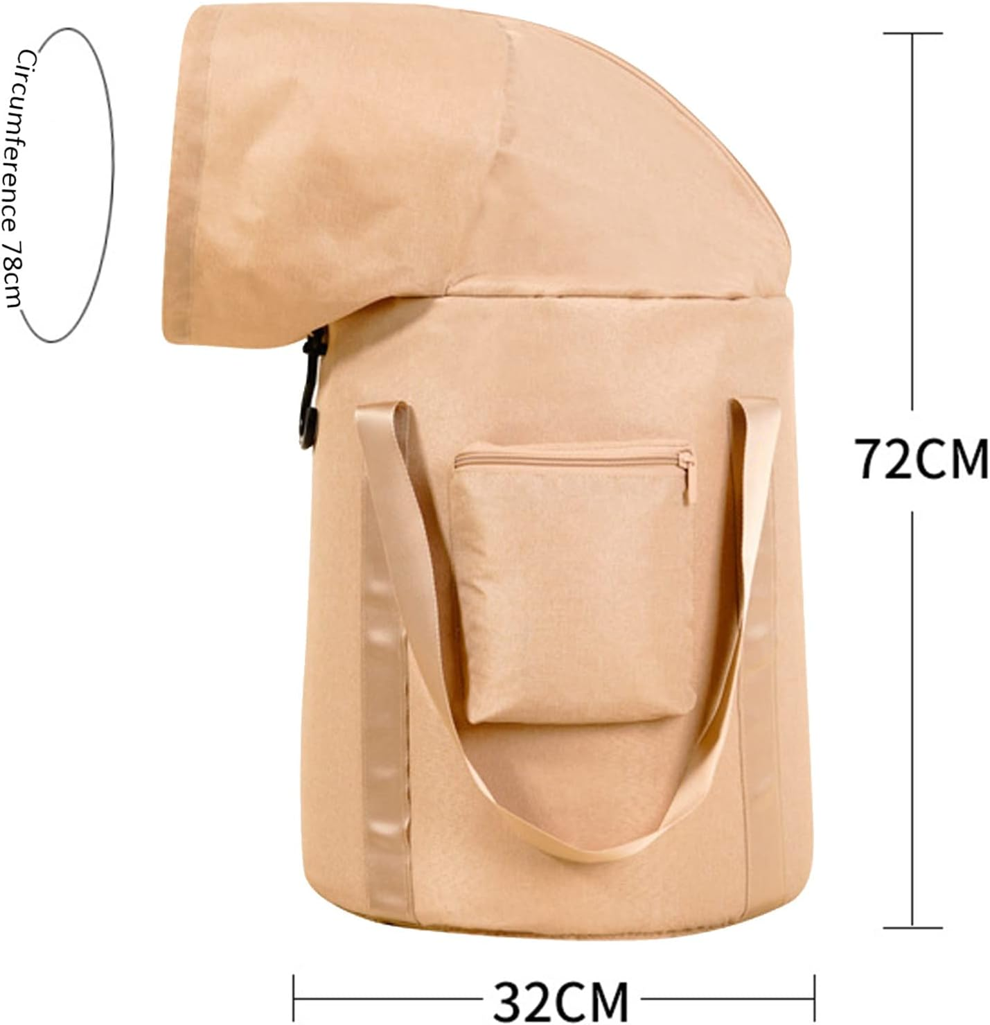 Collapsible Foot Basin with Handles, Zipper Portable Foot Soak Tub, Large Capacity Home Pedicure Foot Spa Bucket for Travel, Camping Washing (Color : Beige, Size : 72X32Cm) image number 6