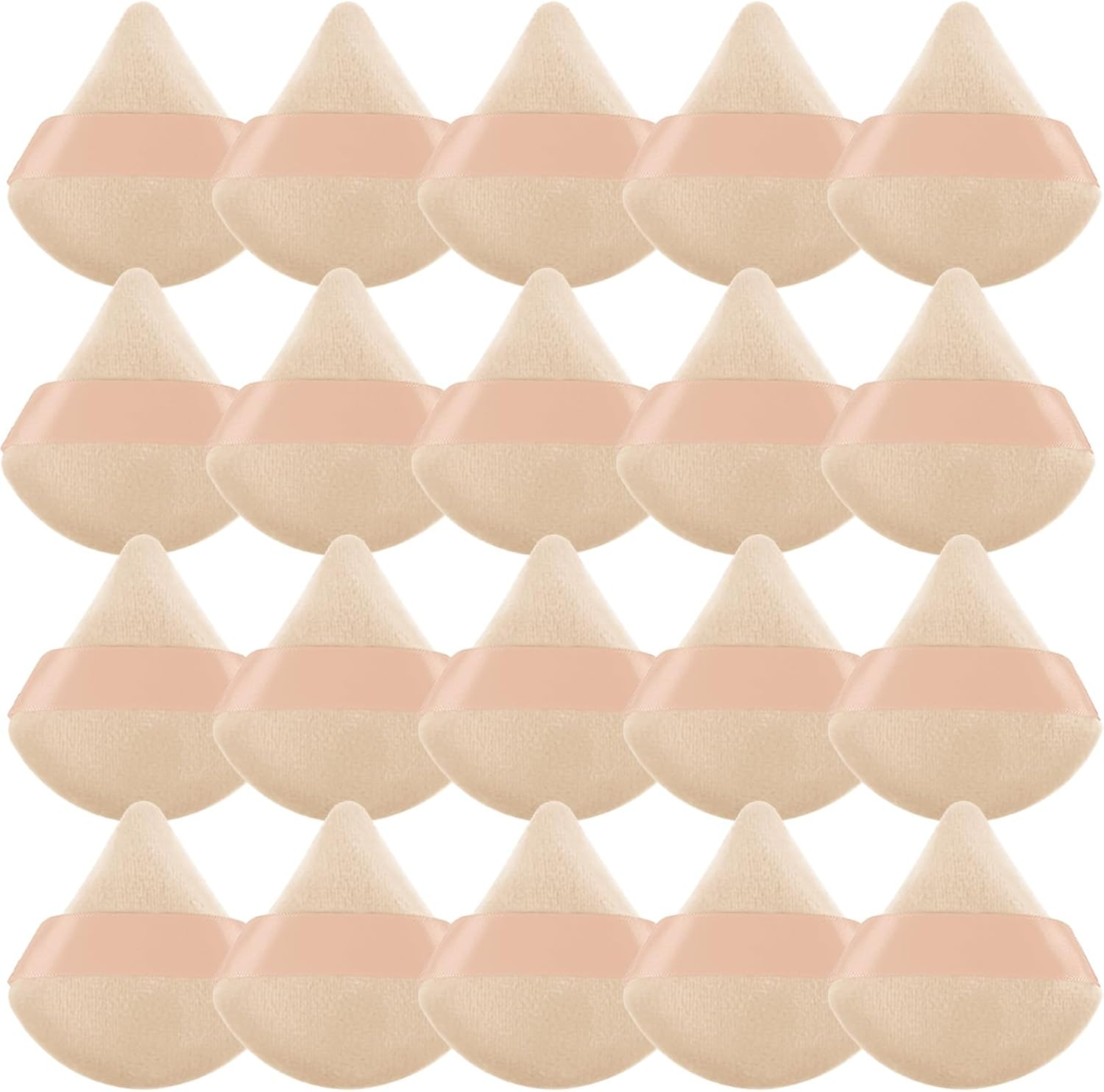 Tehttz 20Pcs Triangle Powder Puff, Makeup Sponges for Loose Powder and Body Powder Face Sponge with Strap, Face Makeup Puff Beauty Makeup Tools (Pink)