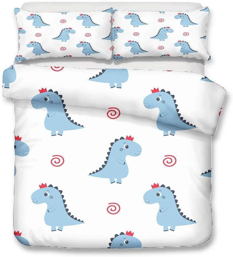 Cute Dinosaur Duvet Cover Set for Children Boy Girl Single Double King Size Bed, Morbuy 3D Printed Microfiber Bedding Sets with Pillowcases and Quilt Case (180X210Cm,Dinosaur Skeleton)