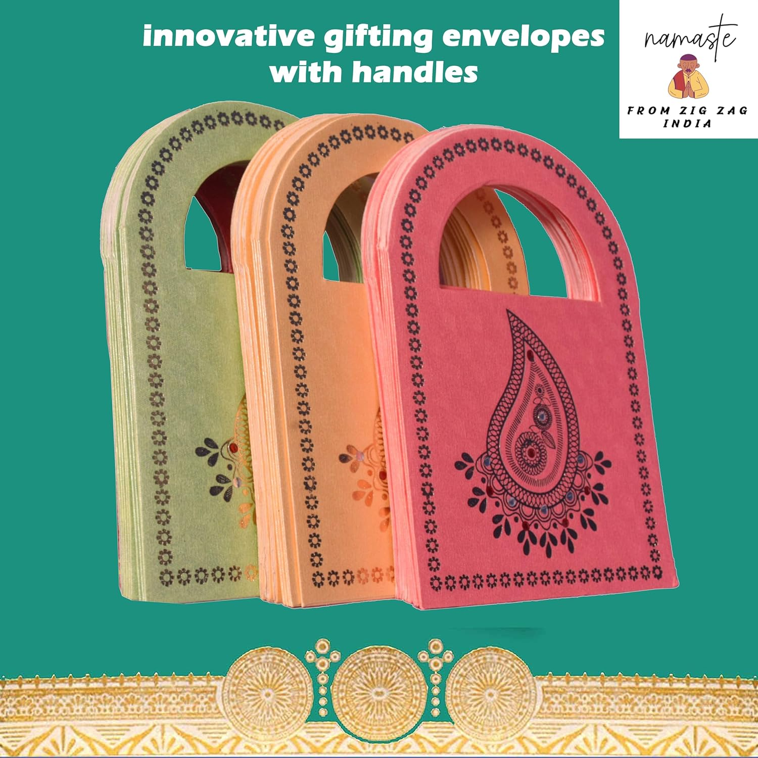 Indian Money Gifting Envelopes with Handle-Enabled Money Lifafa Decorative Cash Holders for All Occasion Diwali, Wedding Gift of Prosperity Multi Color (20) image number 1