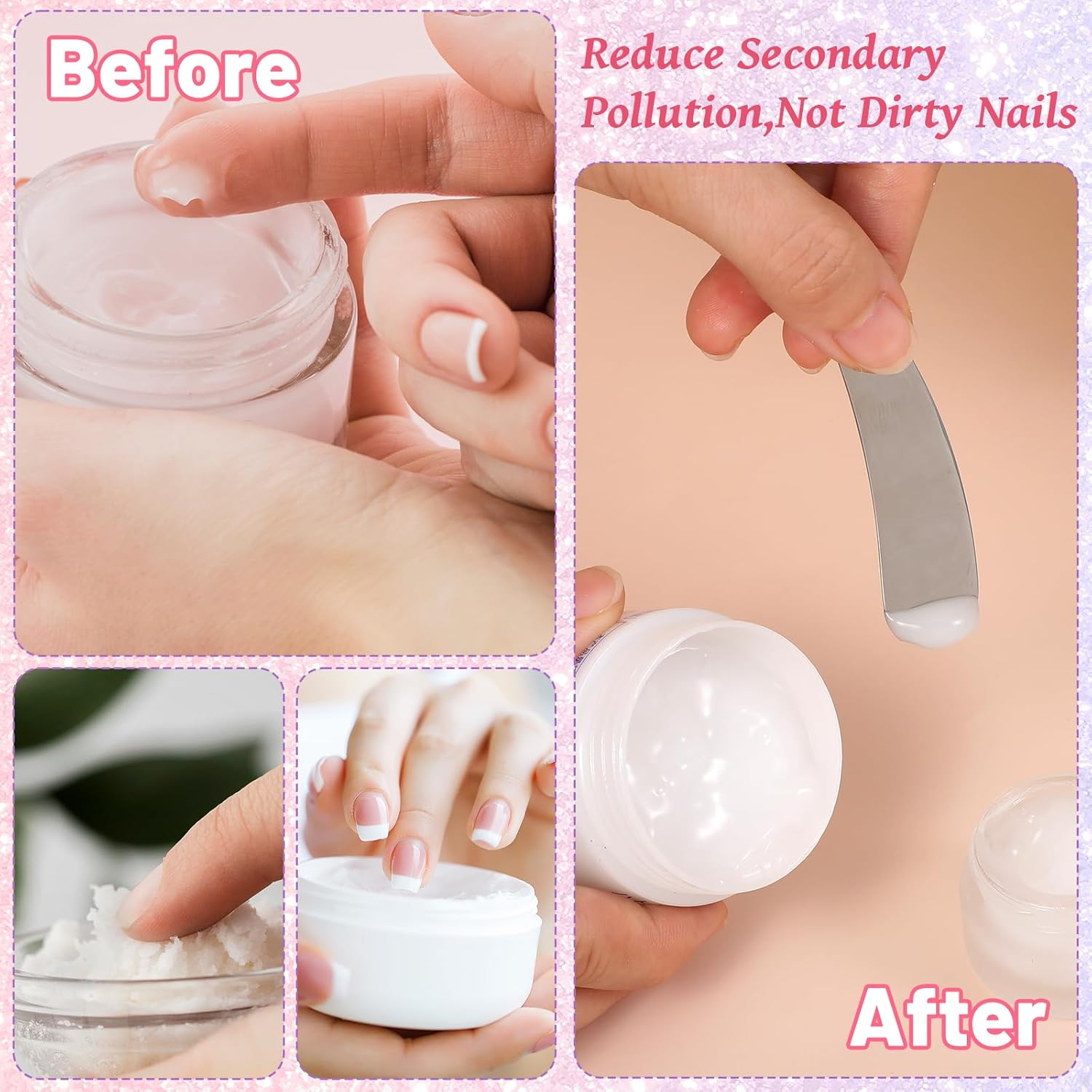 4 Pcs Cosmetic Spatula Mini Makeup Spatulas for Skincare, Reusable Cosmetic Cream Spatulas Spoon, Skincare Scoop Applicator Facial Massage Beauty Tools for Mixing and Sampling Face Eye Cream image number 4