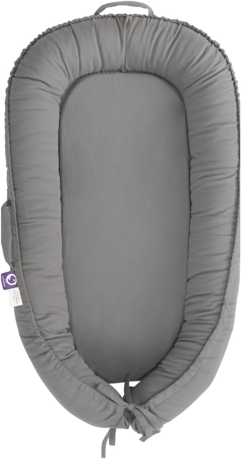 Coocoobaby Infant Lounger, Baby Nest Cover for Baby Girls & Boys, Newborn Essentials for Baby 0-12 Months, 100% Cotton Breathable, Co Sleeper Portable Travel Bed (Slategray) image number 5