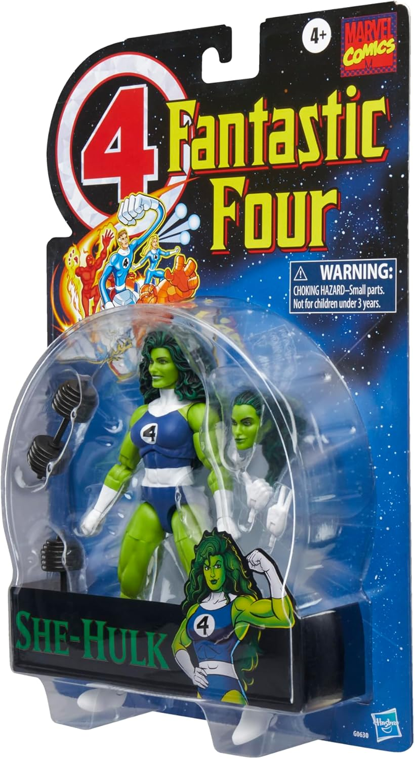 Marvel Legends Series She-Hulk, Retro Cardback Fantastic Four Comics-Inspired Collectible 6-Inch Scale Action Figure