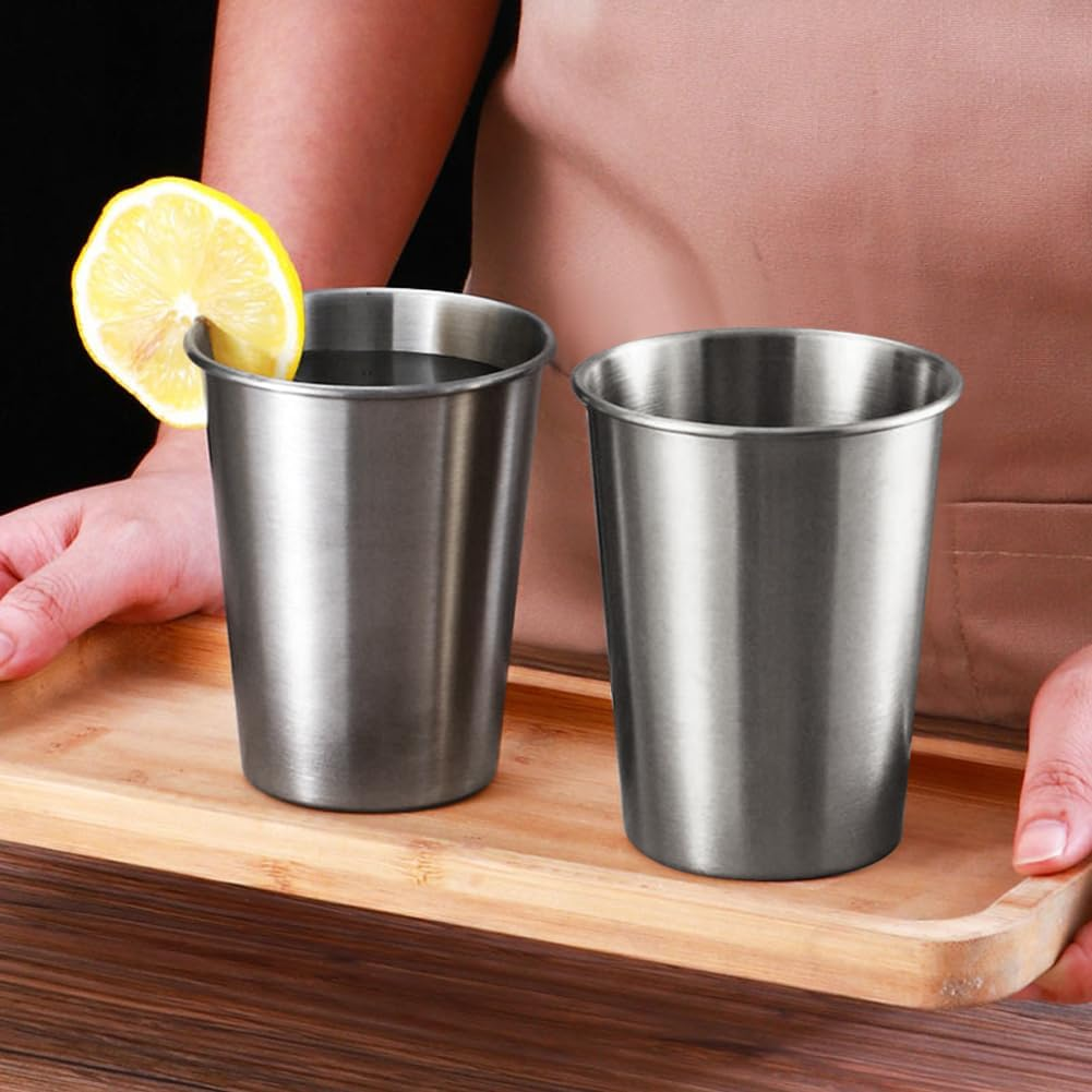 6 Pack Stainless Steel Cups, Shatterproof Pint Drinking Cups, Healthy Set, Water Dishwasher Safe, Drinking Glasses for Kids and Adults image number 2