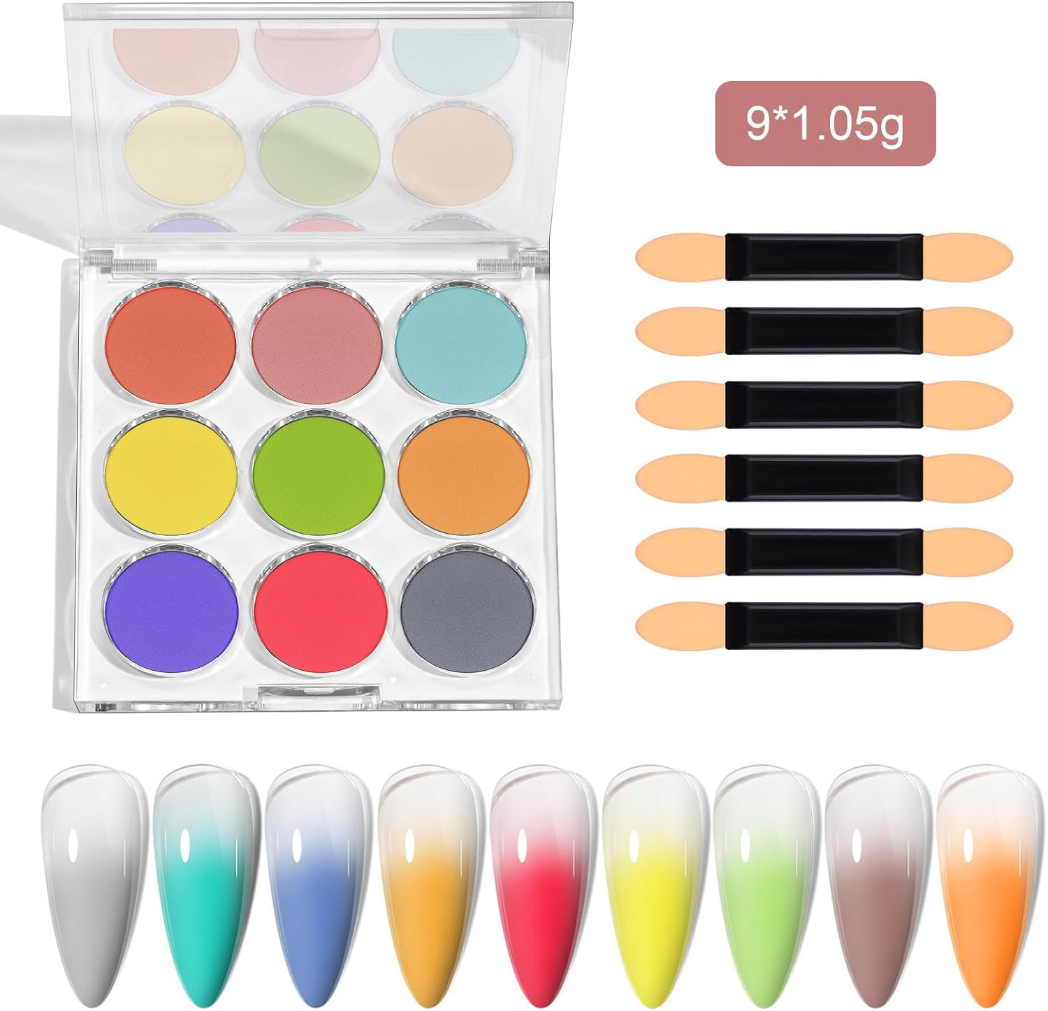 Pigment Nail Powder - Mirror Finish Rainbow | 9 Colors,Art Gradient Rainbow DIY Decoration for Women Girls Easter Halloween Christmas - Cf04 image number 5