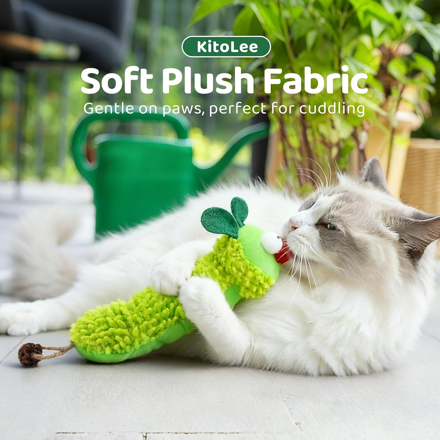 Interactive Plush Cat Toys Catnip Toys for Indoor Adult Kittens Cat Chew Toy for Teeth Cleaning Bite-Resistant Plush Caterpillar,Mouse,Hedgehog Design, Dental Health Benefits (3 PCS) image number 6