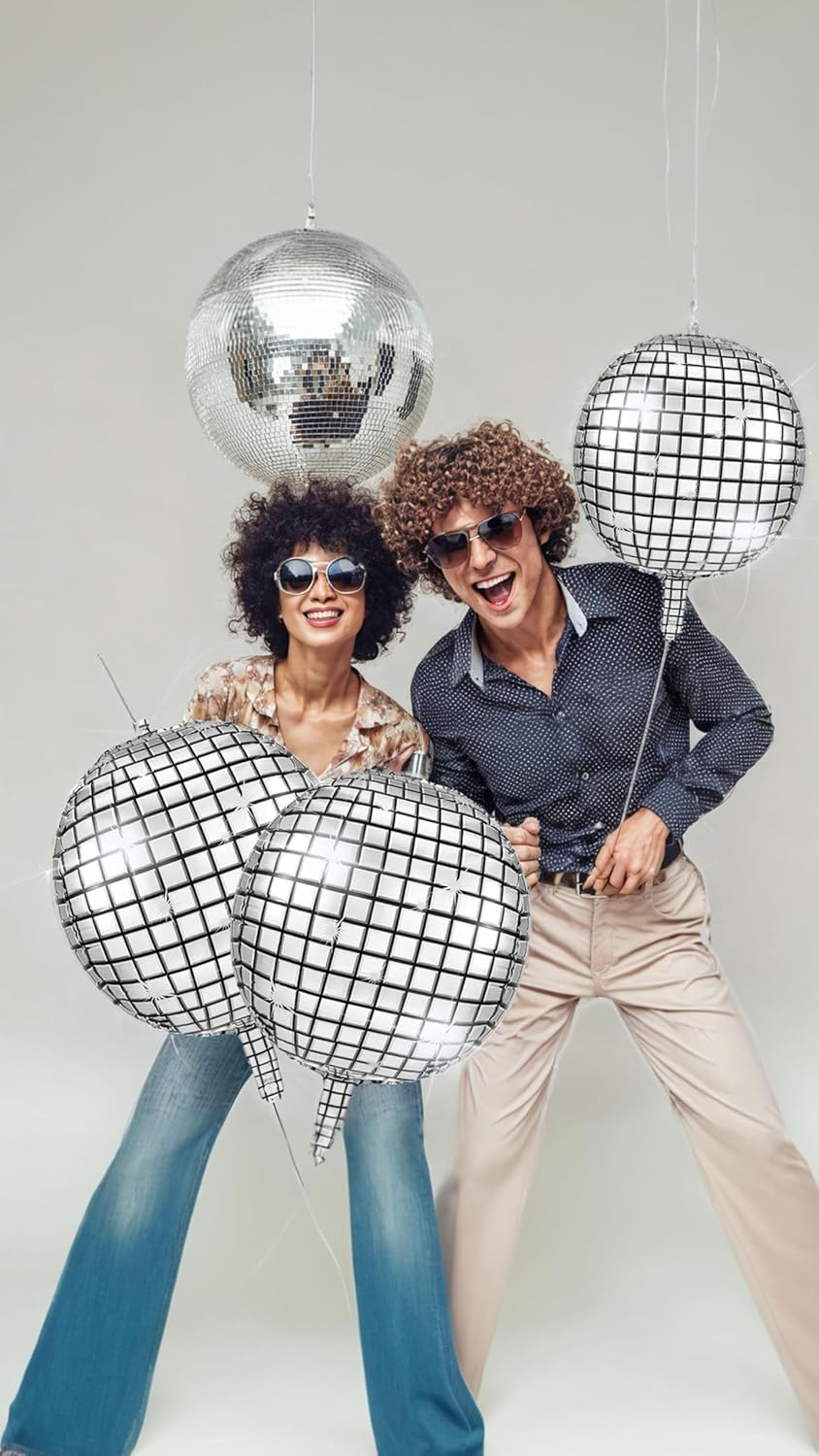 Honwor Disco Metallic Balloons Set of 5, 22 Inch 4D Mirror Foil Balloons with Air Pump, Vibrant Random Colors for Birthday & Party Decor image number 4