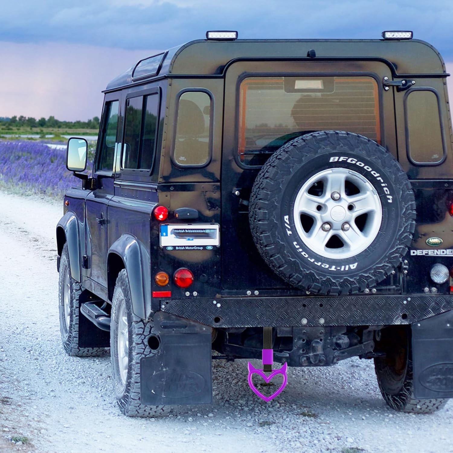 Momerch 2 Pieces Rear Bumper Warning Ring Car Mirror Hanging Ornament, Red Heart Shaped Handle Ring Subway Bus Handle Straps for Car Interior Exterior Decoration (Blue) - Black image number 2