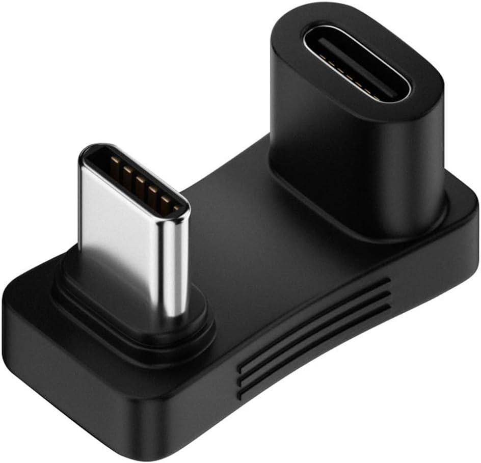 CY 10Gbps USB3.0 Type C Male to Female Power Data Video Adapter opposite U Shape Back Angled Compatible with Deck Phone Laptop