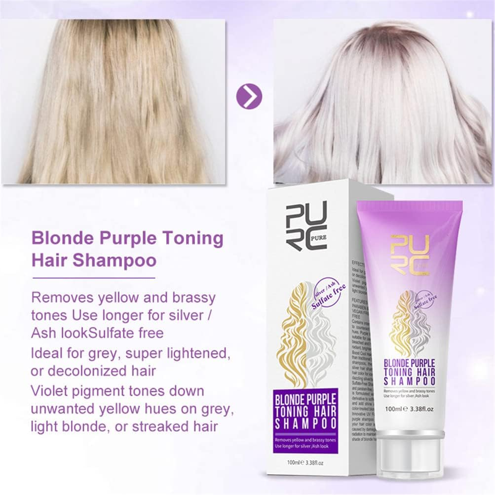 3PCS Purple Shampoo Removes Yellow Brassy Tones of Hair Neutralize Orange Green for Silver Look Salon Home Restore Hair Shine, and Reduce Frizz, Regain Youth for Your Hair image number 3