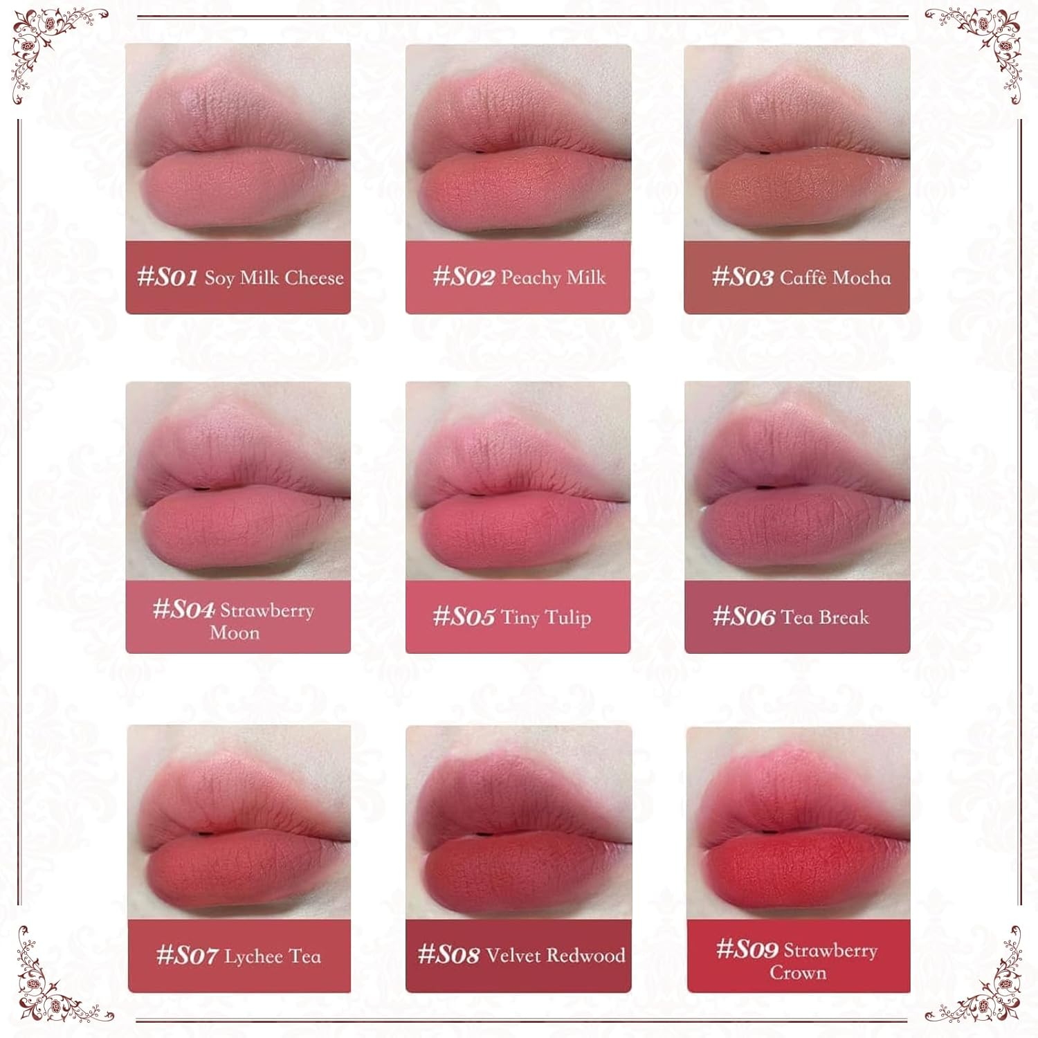 Flower Knows Strawberry Rococo Cloud Lip Cream,Velvety Matte Liquid Lipstick,Pink Lipstick,Long Lasting Lip Stain,Kiss-Proof Blurred Lipstick for Girls&Women,0.12 Fl Oz(S05 Tiny Tulip) image number 3