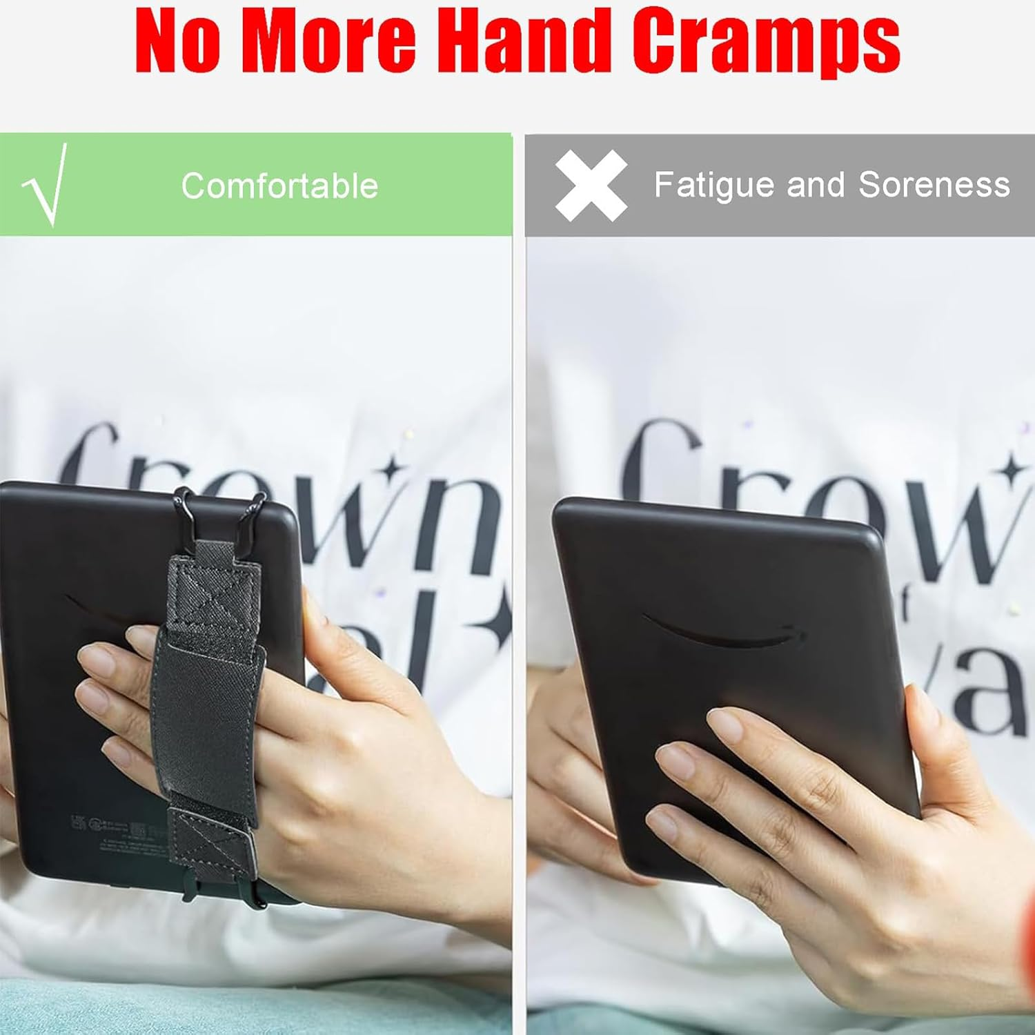 Kindle Hand Strap, Strapsicle Kindle, Kindle Strap, Black Finger Grip for 6-8" Devices, Secure Grip for Kindle Tab & Mobile, Comfortable Hold for Reading, Commuting & Daily Use, Durable Mobile Grip image number 1